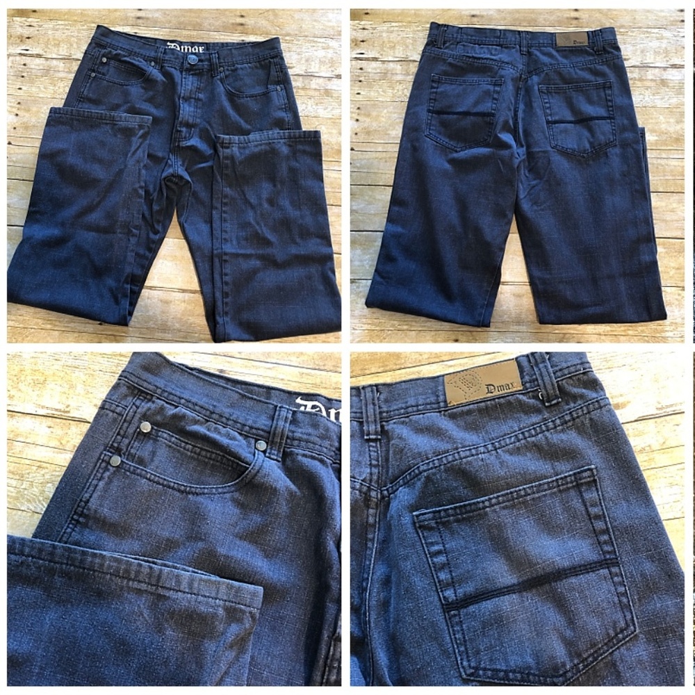 Dark Wash Denim Jeans Straight Leg Relaxed Fit
